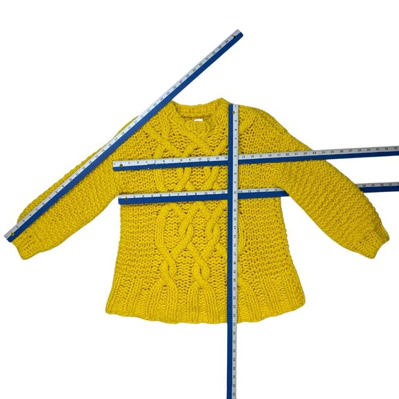 Loopy Mango Handmade Urban Fisherman Sweater S/M Sunshine Yellow Merino Wool - Picture 5 of 16